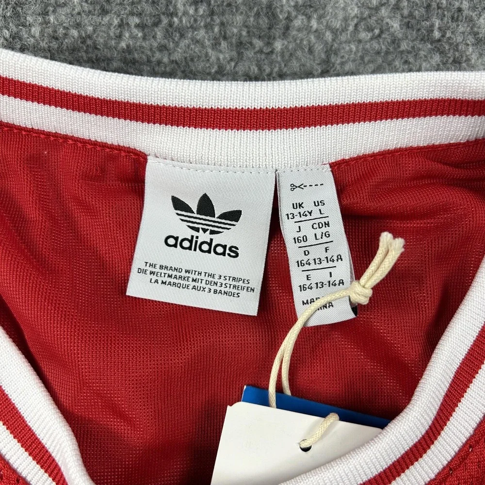 Adidas Tank Jersey‎ Boys Large Red Originals Trefoil Logo Mesh Basketball Top